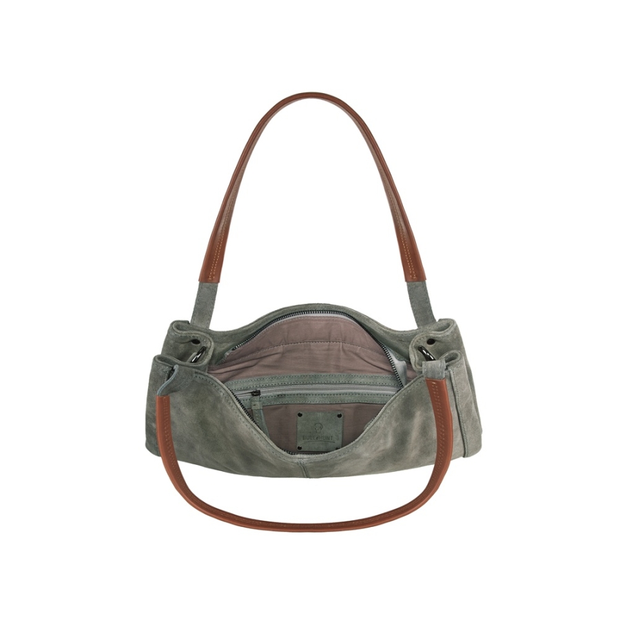 Shopper Tasche grau mit Kordelzugverschluss und praktischer Innentasche